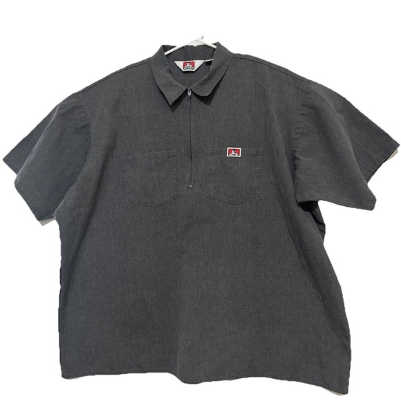 Ben Davis Men's Gray Collared Work Shirt 1/4 Zip Size XXXL Made In USA EXCELLENT - Picture 1 of 11